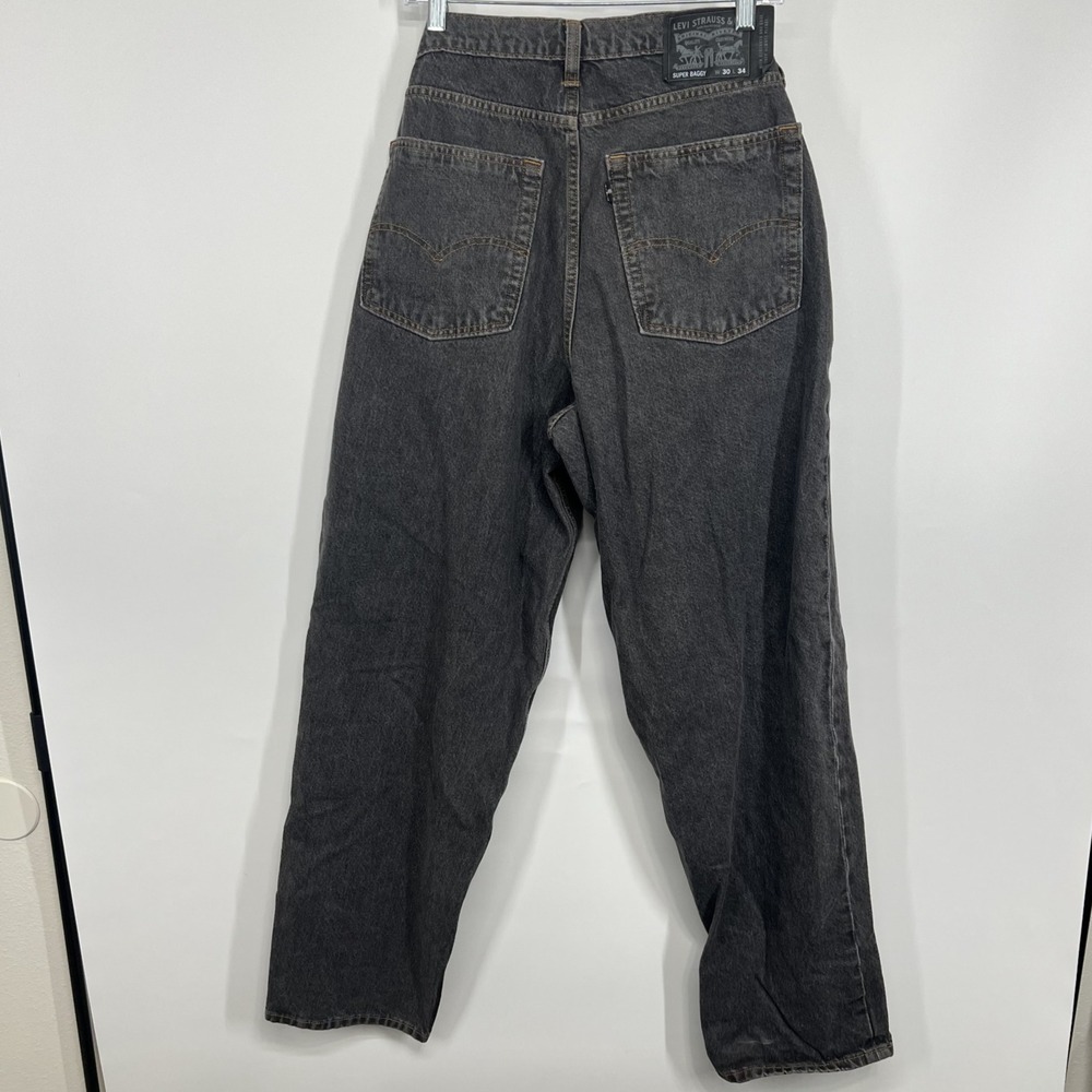 Levis Super Baggy Jeans Mens 30 x 34 Black Skater Wide Leg Grunge Drawstring Y2K